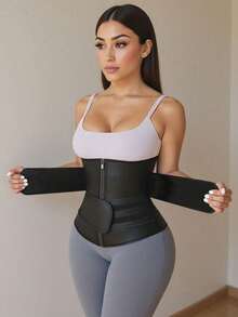 1件装男女通用塑身衣，束腰带采用双腰部魔术贴拉链设计，具有瘦身提拉功能，使运动更轻松，快速吸汗，打造完美腰线。 - 彩色 - 查看 4