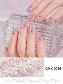 半固化凝胶美甲贴，果冻米色，16片装，需配合UV灯使用，沙龙品质，持久美甲用品 - 淺粉色 - 查看 8