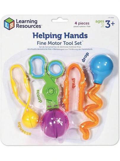 EstiloLearning Resources Helping Hands Fine Motor Tool Set - 4 Piezas, Edades 3+ Herramientas Para Desarrollar La Motricidad Fina Y Sensorial, Juguetes Para Cajas De Arena Y SensorialesVersióN Mejorada