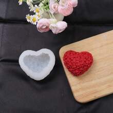 1pc Heart Shaped Fragrance Candle Mold, DIY Handmade Soap Flower Ball Silicone Mold - White - View 4