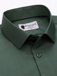 Men's Business Dress Shirts, 38% Bamboo Fiber, 62% Polyamide, Long-Sleeved, No-Iron, With A Slim Fit. Bamboo Fiber: Offers Good Moisture Absorption And Breathability, Is Comfortable To Wear And Naturally Antibacterial. It Is Wear-Resistant And Firm, Making The Shirt Less Prone To Deformation. - 軍綠色 - 查看 2