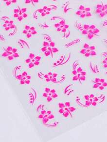 5D Gold Line Hibiscus Flower Nail Sticker Embossed Metallic Asymmetric Square Frame Pink Red Floral Petals Bowknot DIY Spring Summer Elegant Y2K Style Self-Adhesive Gel Polish Decal Sliders Holographic Nail Art Decoration Home Salon Nail Supplies Nails - 彩色 - 查看 10