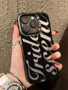 Fashionable Black Line Pattern Design Phone Case Compatible With Apple 17, 16, 15, 14, 13, 12, 11 Pro Max, X, XR, XS Max, 8, 7 Plus, With Shockproof Matte Back Cover Phone Protective Case - Black - View 2