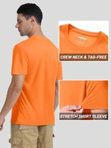 KEFITEVD Men's Rash Vest Rash Guard UV Shirts UPF 50+ Swim Top Short Sleeve Quick Dry T-Shirt For Surfing Running Hiking - Fluorescent Orange - View 4