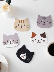 4个猫咪硅胶杯垫，耐热杯垫，防水餐垫，加厚桌面垫