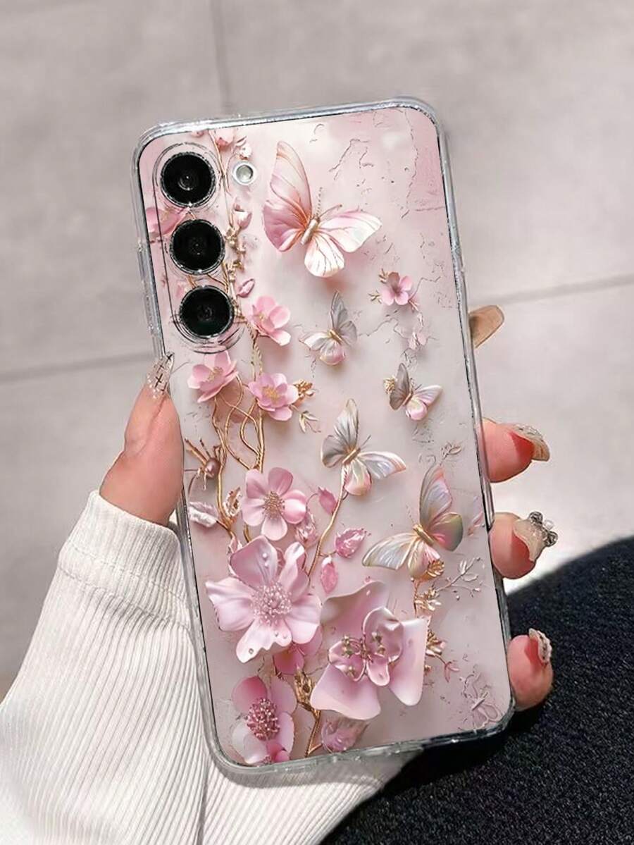 1pc Thick Butterfly Painted Shockproof Transparent Phone Case, Compatible With Samsung Galaxy S26/S26 PLUS/S26 Ultra, S25/S25 PLUS/S25 Ultra, A17, A07, A16, A36, A26, A56, A50, A12, A32, A52, A72, A51, A21S, A13, A14, S24/S24 PLUS/S24 Ultra, S22, A52, A53, A54, A55, And Compatible With Xiaomi 11/12 Pro/12/12X/13 Pro/14 Pro/15 Pro, Redmi 10/9/Note 9/12C/Note 11 Pro/Note 8 Pro - Multicolor - View 1