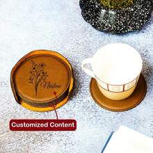 1pc Customized Engraved Leather Coaster, Personalized Name Drink Coaster, Kitchen Coaster, Desk Coaster, Dining Coaster, Wedding Coaster, Coaster Gift, Wedding, Couple, Housewarming, Party, Business, Library, Colleague, Boss, Birthday, New Year, Thanksgiving, Valentine's Day Gift - Multicolor - View 7