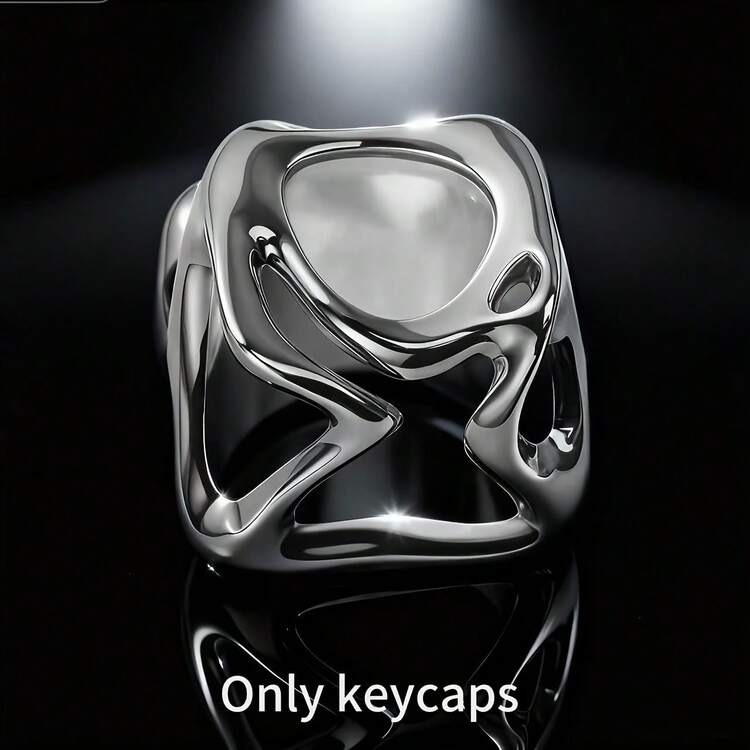 [Personalized Silver Hollow Keycap]1pc Metal Fluid Texture, ABS+PC Material, Electroplating Process, Silver Keycap, High-Value Personalized Keycap, Supports DIY, Suitable For 61/64/68/75/84/87/98/104/108 Keys Mechanical Keyboard, Smooth Touch, Wear-Resistant, Non-Fading, Suitable For Holiday Gift And Desktop Decoration, Create Your Own Unique Keyboard, Customized Keycap, Keycap, Keycap Set, Mechanical Keyboard Keycap, PBT Keycap, Gaming Keycap, Keyboard Accessory - View 1