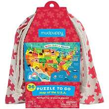 Mudpuppy Animals of World to Go Puzzle, 36 Piezas, para niños a Partir de 3 años, Perfecto para Viajes, fácil Limpieza, empaquetado en Bolsa de Tela Segura y Reutilizable(Mapa de los Estados Unidos) - Multicolor - Ver 2