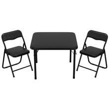 Juego de 3 mesas y sillas plegables para niños y niñas, con una mesa portátil y sillas con cojines suaves de poliuretano. No se requiere montaje, perfecto para comer, leer y jugar, negro - Negro - Ver 8