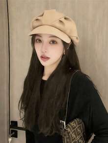 女士八角贝雷帽，配有可调节绳子和金属扣，户外休闲时尚配饰，适合春、夏、秋季佩戴，可作帽子或时尚口罩，设计优雅，采用优质面料。 - 雲朵款 - 查看 8