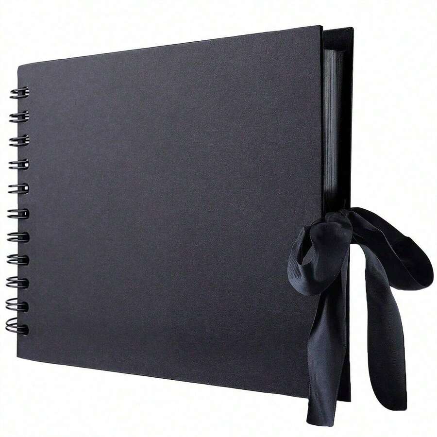 80-Page Self-Adhesive Black Photo Album, Large DIY Wedding Memory Book, Travel Photo Album (Black 8X12 Inches)