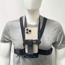 1个可调节胸带手机支架，户外骑行胸带手机支架，第一人称射击配件，适用于滑雪、骑行、划船、狩猎、运动