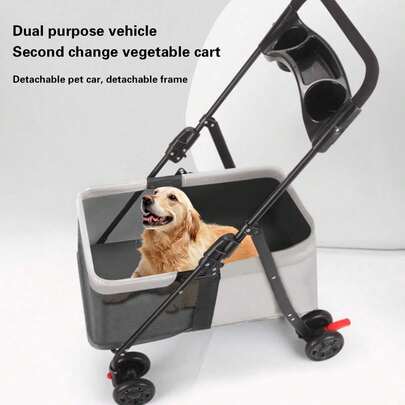 1PC Pet Travel Stroller Dog Cat Pushchair Pram Jogger Buggy With 4 Wheels