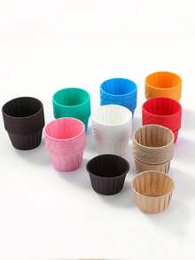 50pcs Heat & Oil Resistant Cupcake Liners, Baking Cups, Oven Ruffled Paper Cups, Ruffled Paper Trays, Cupcake Baking Cups, Cake Cups, Mini Cupcake Baking Liners, Bakery, Christmas, Wedding, Birthday Party Paper Cups - Multicolor - View 9