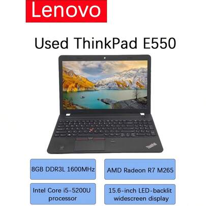 Lenovo ThinkPad E550 二手筆記型電腦 I5-5200 AMD Radeon R7 M265 單獨顯示卡 2GB 記憶體 圖形效能穩定 支援輕度遊戲娛樂 黑色