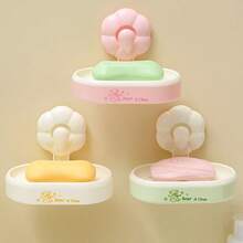 1pc Flower Suction Cup Soap Dish, Luxury No Drill Wall Mounted Draining Soap Holder For Bathroom - Multicolor - View 3