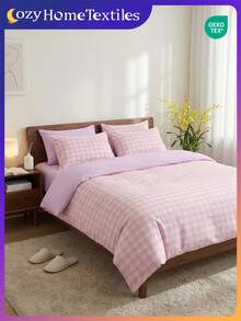 2/3pcs Digital Print Duvet Cover Set (1 Duvet Cover + 1/2 Pillowcases Without Insert), Pink Gingham Print, Cozy And Breathable Bedding Set, Skin-Friendly And Comfortable, Soft And Anti-Pilling,Fits For Twin/Full/King/Queen All Size Beds, Suitable For All Seasons, Multiple Size Options Available, Machine Washable, Aesthetic Bedding, Room Decor, Bedroom Decor, Oeko-Tex - Multicolor - View 8