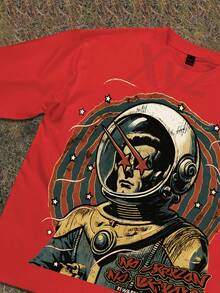 Y2k Astronaut Art Punk Long Sleeve Shirts ,Sky Double-Sided Printing,Christmas Style Graphic T Shirt Cotton,Fashionable Hip-Hop For Men -  Long Sleeve T-Shirts, Funny Vintage Shirts,Regular Fit, Street Style, Digital Print,  Ideal Gift - 紅色 - 查看 4
