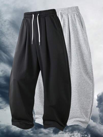 Pantalones largos holgados y acampanados, disponibles en múltiples colores, esenciales para hombres, pantalones largos casuales y relajados de talla grande, versátiles para uso diario y actividades al aire libre