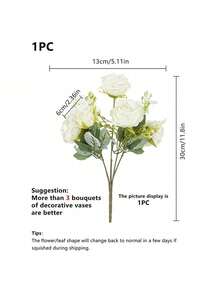 1pc/80stems Romantic Silk Peony Hydrangea Bouquet Artificial Flowers, Plastic Flower Arrangement For Wedding/Home/Bedroom/Living Room/Dining Table Decor, Bridal Bouquet, Mother's Day - White - View 3