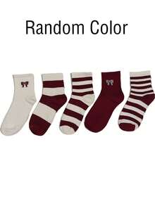 5 Pairs New Angola Red Socks, Breathable Moisture-Wicking Crew Socks For Men & Women, High-Quality Mid-Calf Socks, Mixed Delivery - Multicolor - View 7