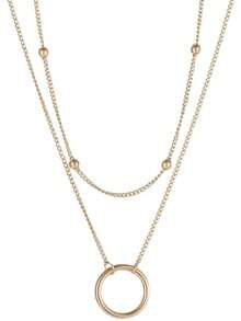 1件套女士时尚双层项链套装，几何圆形优雅颈链首饰，适合情人节和约会佩戴 - 圓形的 - 查看 5