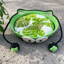 All-Season Half-Enclosed Woven Cat Bed, Cat Cooling Mat Integrated, Scratch-Resistant & Washable, Essential Pet Supplies