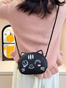 New Expression Kitten Crossbody Bag PU Shoulder Bag Cute Boy's And Girl's Coin Purse