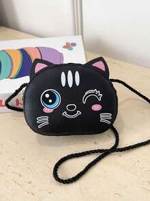 New Expression Kitten Crossbody Bag PU Shoulder Bag Cute Boy's And Girl's Coin Purse