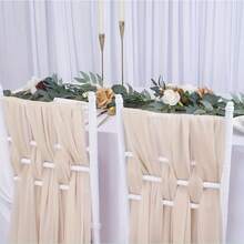 Wedding Chiffon Chair Decor Set, Sheer Voile Drape Suitable For Artificial Eucalyptus Poles, Church Aisle Decoration, Lightweight No-Iron Curtain, Applicable For Bridal Shower / Anniversary / Bachelorette Party / Valentine's Day Events, Bow-Tie Chair Back Decor, Photo Booth Prop, Great Gift - Multicolor - View 10
