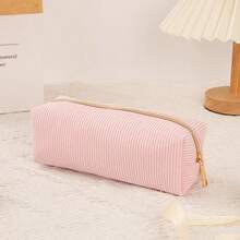 Large Capacity Zipper Pencil Case, Corduroy Material Stationery Organizer Bag, Suitable For Storing School Supplies, Cosmetics, Holiday & Valentine's Day Gifts, Back To School - Multicolor - View 11