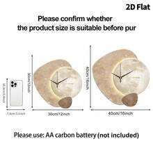 1pc 2D Flat Planet Surface Texture & Color Block Silent Wall Clock, Super Quiet Quartz Movement, No Ticking Sound, Suitable For Decorating Living Room, Bedroom, Office, Kitchen And Cafe, Perfect Decorative Gift For Friends And Family, Home Decor, Back To School Room Decor, Study Supplies - Multicolor - View 7