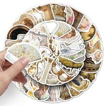 50pcs Retro Aesthetic Watercolor Stickers, Vintage Stickers, Fashionable INS Stickers, Waterproof Stickers Suitable For Water Bottles, Computers, Laptops, Phones, Luggage, Notebooks, Refrigerators - 8 - View 3