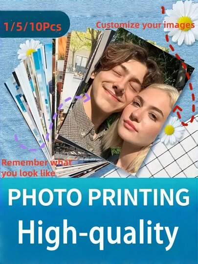 5/10Pcs Custom Photo Prints -5/6 Inch High-Quality Paper Personalized Photo Prints With Vibrant Fade-Resistant Colors For Christmas, Birthday, Father's Day Gifts - Pet, Cat, Dog, Family, Couple Photo Customization - Durable Unframed Prints For Scrapbooking & Home Decor, Personalised Photo Gifts, Memory Book Creation, Vibrant Color Photos, Fade-Resistant Photos, Holiday Presents