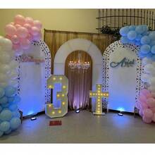 3FT Tall Marquee Light Up Cross Balloons Mosaic DIY Pre Cut Frame With Light Baptism First Holy Communion Celebration Special Day Baby Shower Birthday Engagement Wedding Party Decorations - Marquee Cross - 查看 6