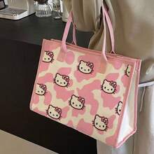 Túi đeo vai hình mèo hoạt hình chất lượng cao, túi tote vải canvas dung tích lớn dành cho học sinh, túi xách tay đi làm, túi đựng đồ cần thiết khi ra ngoài cho nữ. - Nhiều màu - Xem 8