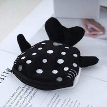 1Pc Cute Whale & Shark Shaped Plush Coin Purse With Zipper Portable Pendant - Fashion Accessory & Ideal Birthday Gift For Women - 彩色 - 查看 4