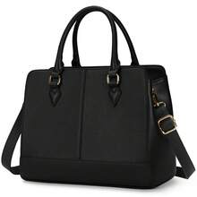 女士PU皮手提包，多功能托特包、手提包、可调节斜挎包，时尚单肩包，带肩带 - 彩色 - 查看 9