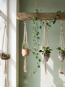 1个室内植物吊篮 - 手工编织室内植物吊篮
