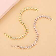 Rose Gold Bracelet With Super Flash Zirconia, Simple And Versatile, Full Of Diamonds, Light Luxury. - 愛心 - 查看 4