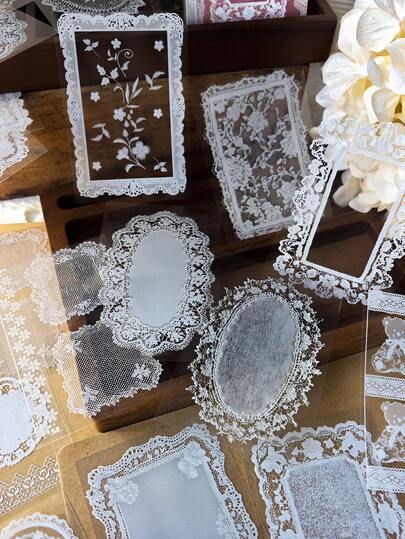 1 livre de 30 feuilles de bordures de dentelle vintage, cadres décoratifs polyvalents pour le scrapbooking, le journaling et l'artisanat, autocollants en PET