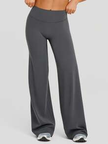 Sodalemon Women's Seamless Fitness Yoga Pants, Butt Lifting Loose Wide Leg Sportswear, Yoga Dance Training Flared Leggings - Grey - View 5