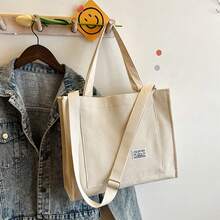 Bolso de lona simple beige bolso de viaje diario femenino bolso de hombro único bolso especial ligero de gran capacidad - Beis - Ver 4