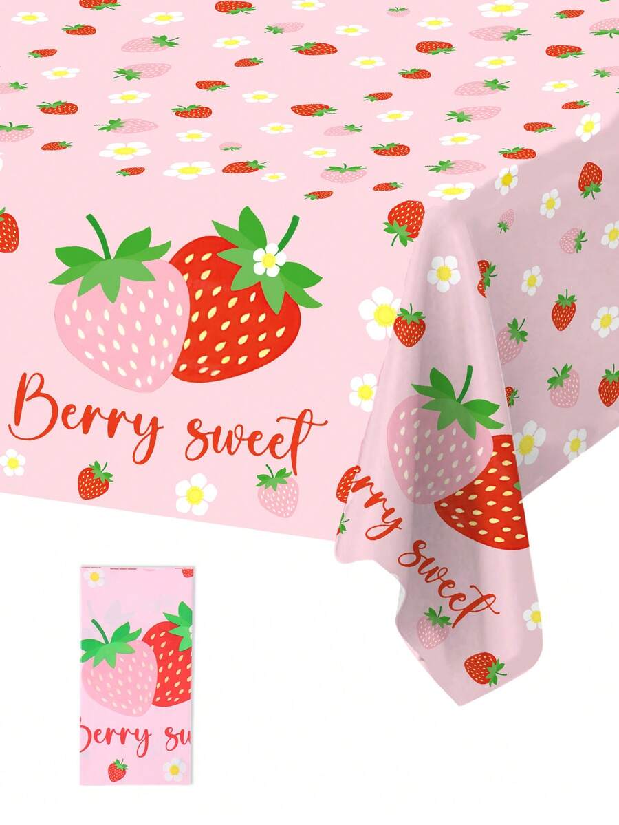 1 chiếc khăn trải bàn tiệc tiết lộ giới tính em bé họa tiết hoa dâu tây màu hồng, trang trí tiệc mừng em bé sơ sinh, khăn trải bàn tiệc sinh nhật bé gái, trang trí tiệc mừng em bé, khăn trải bàn tiệc sinh nhật lần thứ nhất, trang trí tiệc tiết lộ giới tính, khăn trải bàn trang trí nhà cửa, quà tặng tiệc mừng em bé.