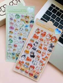 Estos adorables adhesivos 3D de animales, que incluyen conejos y perros Shiba Inu, se pueden usar para diversos fines como adhesivos decorativos de manualidades, adhesivos de recompensa y libros de adhesivos 3D con estilo de dibujos animados - Multicolor - Ver 4