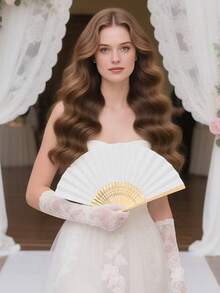 10把空白折扇，婚礼回礼，DIY手绘纸扇 - 白色 - 查看 4