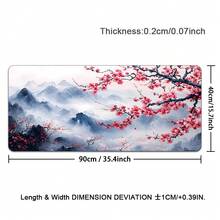 1pc Chinese Style Landscape And Plum Blossom Gaming Mouse Pad Large Mouse Pad For Keyboard And Mousepad Desk Mat With Non-Slip Base And Stitched Edge For Gaming And Office Computer Mat Protector Mat, Perfect For Gift - Multicolor - View 16