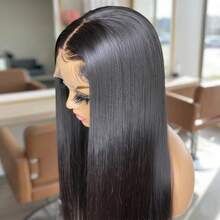 NATAN Elegant Short Bob Cut Synthetic Lace Front Wig For Women - 13x4 Lace Area, 180% Density, High Temperature Fiber, Straight Hair, Pre-Plucked Glueless Wig For Cosplay & Daily Use - Natural & Black - View 8