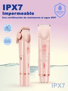 Depiladora para mujeres, afeitadora eléctrica para mujeres (aplicable para zona del vello púbico, axilas, piernas, brazos y rostro), recortadora de cabello de doble cabezal para mujeres, afeitadora 2 en 1 para zona bikini - Rosa Pálido - View 6
